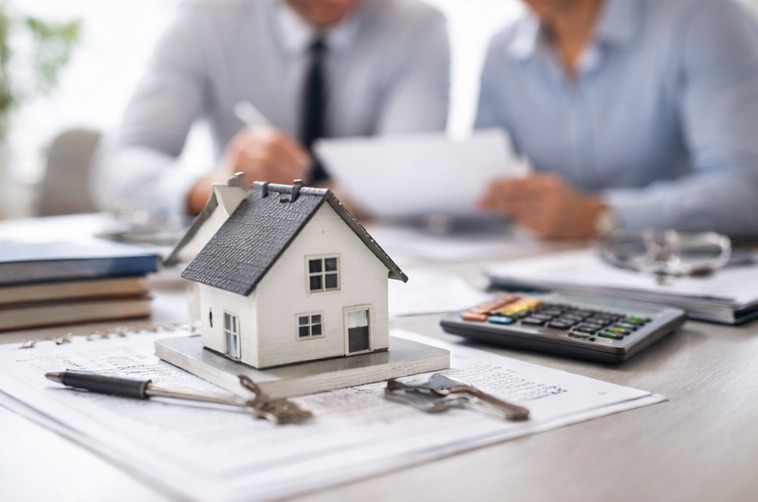 Model domu, dokumenty i czytelny kalkulator rat kredytu hipotecznego